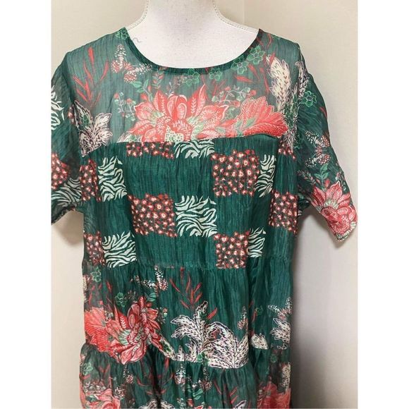 Anthropologie x Bhanuni Jyoti Tiered Short-Sleeve Dress Size 2X Plus - Picture 6 of 10